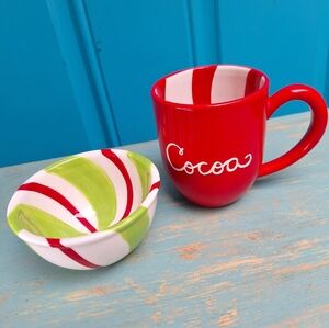 Mug & Peppermint Bowl Santas Cocoa Cup by Hallmark Holiday Christmas Candy Dish